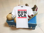 RUN VCA White Tee/Black-Red print